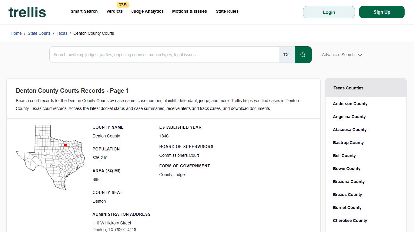 Denton County Court Records | Docket Search Texas Page 1 - Trellis
